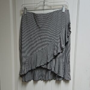 George Large Women's Striped Black and White Ruffle Skirt